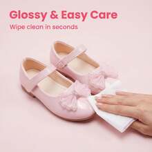 1 Pair Girls' Soft Nude Pink Princess Mary Jane Shoes With Hook And Loop, Mesh, Rhinestone Bow, Versatile For Birthday Party, Performance And Everyday Wear - Pink - View 6