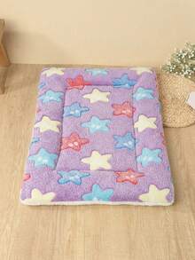 Purple Multicolor Star Print Thickened Polyester Pet Bed Mat, Breathable Comfortable Washable All-Season Use, Suitable For Small And Medium Cats And Dogs, Suitable For Teddy And Other Pets, Not Suitable For Large Dog Breeds - Multicolor - View 14