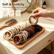 100pcs/Pack - Neutral Brown Seamless Hair Ties Set, Soft High Elasticity Non-Damaging Hair Bands, Non-Slip Ponytail Hair Ties, Suitable For Women's Daily Wear Hair Accessories - Hair Tie - View 3
