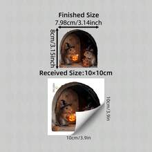 1pc 2D Mouse Hole Halloween Wall Sticker, Witch Hat Mouse Pumpkin Candy Spider Mini Door Wall Decal, Realistic And Fun, Suitable For Baseboard, Stair Corner, Cabinet, Halloween Party Indoor Surface Decoration - Multicolor - View 5