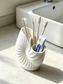 1pc Shell Toothbrush Holder, Toothpaste Storage Rack, Plastic Storage Box, Creative Minimalist, 3-Slot Design, Countertop Toothpaste Home Bathroom Supplies Storage, Autumn Home Decor, Halloween, Christmas, School, Home Accessories, Kitchen Utensils - Multicolor - View 11
