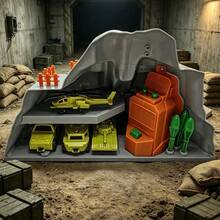 Military Theme Kids Cave Launch Base Toy Set With 24 Soldier Figures, 4 Types Of Armored Combat Vehicles: Tank, Fighter Jet, Armored Vehicle, Troop Carrier, Immersive Battlefield Scene Simulation Toy - Green - View 7