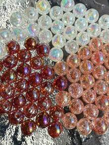 12mm 3-Color Mixed Glitter Round Beads, Aurora AB Iridescent Large Hole Resin Spacer Beads, For DIY Bracelets, Keychains, Hair Accessories, Jewelry Making Supplies - Multicolor - View 5