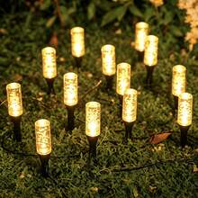 Vintage Hollow Tube Solar Ground Stake String Lights, Soft Golden Glow Landscape Decoration, Weather-Resistant For Curved Paths, Backyards And Flowerbeds - Black - View 5