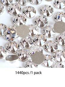 Flat Round Rhinestones SS6 SS10 SS12 Nail Art Crystals Clear White AB Black DIY Decoration For Phone Cases Clothing 1440pcs/Pack - A - View 14