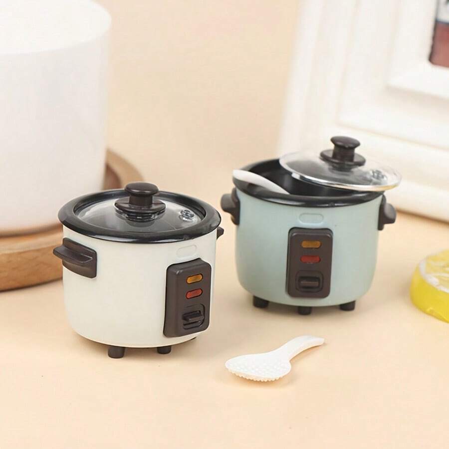 Model Penanak Nasi untuk Rumah Boneka, Model Dapur Miniatur, Aksesoris Adegan Bermain Makanan Realistis - Putih - View 1