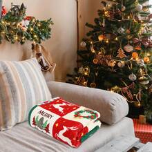 Christmas Throw Blanket Red & Green Plaid Snowman & Christmas Tree Sofa Bed Cover - Multicolor - View 8