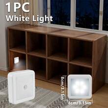 6pcs/LED Motion Sensor Night Light, Smart PIR Sensor, Auto On/Off, Bedside Lamp, AAA Battery Powered, Easy Installation, Suitable For Bathroom, Bedroom, Hallway, Stairs, Cabinet, Garage - one-size - View 12
