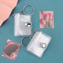 2pcs/4pcs 1 Inch Shiny White Mini Photo Album Keychain, Women's Novelty Keyring, Simple Insertable ID Card Holder, Suitable For Home, Party, Wedding And Birthday - Plastic Photo Album With Stainless Steel Lobster Clasp And Iron Key Ring, Colorful Inner Pages For Scrapbooking, Baby Shower, Commemorative Gift - Various - View 5