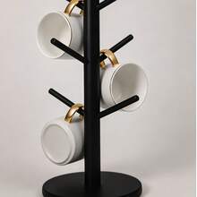 Wooden Desktop Cup Holder, Multi-Slot Water Cup Rack, Coffee Cup Storage Display Shelf, Home Organizer - A - View 3