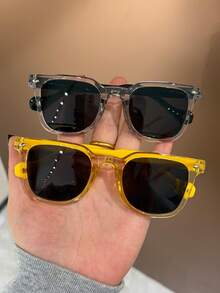 2 Pairs Kids Square Cute Personalized Rivet Fashion Glasses For Beach Party, Outdoor Street Style, Daily Wear - Multicolor - View 9