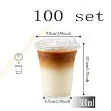 1/10/20/30/40/50/100pcs Clear Cups With Direct Drinking Lids, Transparent Design, Suitable For Coffee, Smoothies, Soda, Party Drinks, Bubble Tea And Iced Drinks, Party Beverage Clear Cups, Lid Function - Clear - View 22