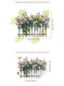 2PCS Fence Rose Flower Bedroom Living Room Entrance Wardrobe Home Decor Wall Sticker Self-Adhesive - one-size - View 6