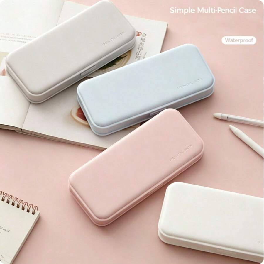 1pc Macaron Color Pencil Case,Ins Aesthetic Frosted PP Pencil Box,Multi‑Compartment Large Capacity Stationery Storage Box For Student Back To School Supplies - Single Piece - View 1