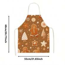 1pc Christmas Vintage Gingerbread Man Dessert Print Apron - Sleeveless Halter Neck Design, Durable And Comfortable Fit, Featuring Gingerbread Man With Frosting Stars And Striped Christmas Tree Pattern, Suitable For Cooking, Baking And Home Cleaning, Household Cleaning, Housework Apron, Hand-Painted Handmade Baking Apron, Fun Holiday Gift - Multicolor - View 13