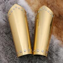 1pc Nordic Medieval Viking Adjustable Arm Guards Renaissance High-Gloss Faux Leather Wrist Guards Wristband Bracer Halloween Cosplay Props - A - View 4