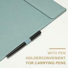 1pc A4 Leather Clipboard Meeting Pad Office Supplies A4 Folder Gold Foil Signature Board - Multi - View 6