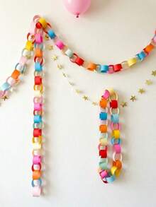 OBOVAY 101pcs/100pcs Rainbow Color Paper Chain Set Diy Crafts Suitable For Wedding Parties, Birthday Parties, Classroom Decoration It Can Also Be Used For Daily Home Decoration The Best Choice For Hanging Decorations - Multicolor - View 11