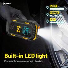Portable Emergency Jump Starter With Air Compressor, Digital Display, Large Capacity Battery, LED Flashlight, Precise Tire Pressure Detection, Multi-Function Car Battery Booster, Vehicle Jump Start Kit - Suitable For Gasoline Cars And Other Vehicles - Option a [Complete Machine + Accessories] - View 6