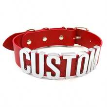 Custom Gothic Style Party PU Collar, Letter Customization, Punk Unisex Personalized Collar, Role Play, Cute, Charming, Fun, Kawaii, Fashion, Neutral, Casual, Custom, Personalized, Unique, Ideal Gift For Him, Ideal Gift For Her, Boyfriend, Girlfriend, Family, Friends, Custom Collar And Accessories, Choker Necklace - Multicolor - View 14