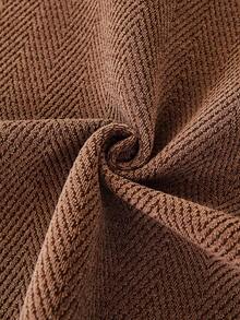 1pc Herringbone Textured Linen Sofa Throw Cover, Lace Trim Non-Slip Breathable Couch Protector, All Season Washable Furniture Slipcover - Coffee Brown - View 8