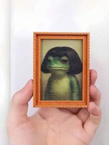1pc Funny Frog Shaped Refrigerator Magnet, Green Frog Design, Fashion Style, Modern Kitchen Decor, Durable Wooden Structure, Suitable For Refrigerator - 3D Stereo - View 2