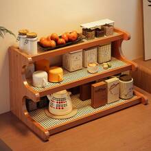 Wooden Trapezoidal Plastic Rack For Plants, Balcony Planters, Multi-Layer Storage Racks, Table Tops For Holding Items, Bookshelves, Kitchen Supplies, Items For Use At The Office, Cup Holders, Storage Cabinets. - Brown - View 4
