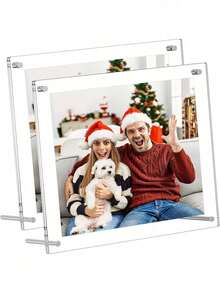 High Transparency Acrylic Photo Frame Stand, Dual-Use Vertical & Horizontal Desktop Display, Metal Support Legs Stable & Clear, Minimalist Luxury Nordic Style, Suitable For Living Room, Study, Office Desk, Home Photos, Certificates, Memorabilia, Home Decor Ornament - Acrylic Photo Frame - View 7