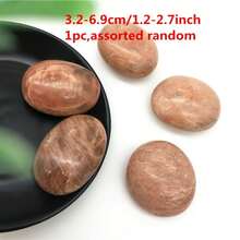 1pc Natural Crystal Orange Moonstone Hand-Held Stone, Quartz Crystal Hand-Held Stone, Glowing Stone, Home Decor, Gift Collectible, Natural Stone May Contain Some Cracks And Small Chips, Random Shipment - Multicolor - View 11