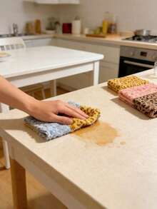Vintage Double-Sided Leopard Print Cleaning Cloth, Table Wipe, Kitchen Rag, Microfiber Scrubbing Pad, High Absorbency, Easy Care, Thick Soft Coral Fleece Travel Hand Towel, Suitable For Home And Restaurant Decor, Kitchen Cleaning Tool - Multicolor - View 11