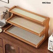 Wooden Trapezoidal Plastic Rack For Plants, Balcony Planters, Multi-Layer Storage Racks, Table Tops For Holding Items, Bookshelves, Kitchen Supplies, Items For Use At The Office, Cup Holders, Storage Cabinets. - Brown - View 9