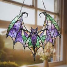Suitable For Four Seasons, 1pc Modern Acrylic Bat Sun Catcher _ Spooky Window Hanging, Multi-Functional Halloween Decoration, Scary Decor, Perfect For Housewarming Gift Home - A - View 2