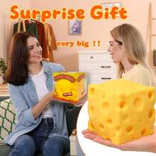 1pc Cheese Shaped Squishy Toy, 5/7/10cm Cute Cube Sensory Stress Relief Toy, Elastic Foam Squeeze, Girls Toy, Baby Squishy, Squishy Clay, Doll Accessories, Kids Party Favor, Indoor Parent-Child Game, Halloween Thanksgiving Holiday Gift - Multicolor - View 3