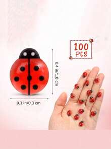 100pcs Colorful Mini Ladybug Decorations, Micro Resin Ladybug Figurines For Miniature Landscapes, Fairy Gardens, DIY Crafts, Potted Plant Decor, Multi-Color Self-Adhesive Ladybug Accessories [50/1pc] - New Model - View 6