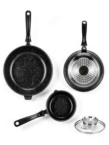 12Pcs/6Pcs Non-Stick Cookware Set,Pots And Pans Set With Glass Lids,Woks And Frying Pans,Heat‑Resistant Handles, Durable,Easy To Clean, Kitchen Cooking Pots Pans For Gas Electric Stovetop, Kitchen Cookware For Daily Cooking - View 6