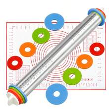 Adjustable Rolling Pin Set With Silicone Baking Mat And Thickness Rings, Dough Rolling Pin, Suitable For Cake, Fondant, Pizza, Pastry, Baking Accessories - View 14