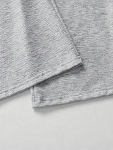 Unisex Teen Hoodie Zip-Up Sweatshirt + Casual Long Pants 2-Piece Set, Simple Graphic Print, Autumn/Winter Outfit, Comfortable Skin-Friendly Top - Grey - View 4