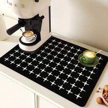 1 Piece Simple Style Kitchen Mat, High-Quality Diatomaceous Earth Material, Non-Slip Heat-Resistant Dining Table Mat, Holiday Utensil Drainage Mat, Suitable For Home Kitchen Coffee Bar Decoration - Beige - View 6