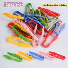 10pcs-Colorful Fine Motor Training Tool Clips: Pressure Head Tweezers, Colorful Clips, Plastic Tweezers, Used For Fine Motor Training Prop Clips (Random Color) - 10pcs-random Color - View 10