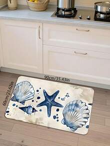 1 pieza, Alfombra de decoración de cocina con estrella de mar, Alfombra de primavera con elementos oceánicos, Alfombra de estrella de mar oceánica, Alfombra de concha y estrella de mar, Alfombra rectangular de estilo mediterráneo con diseño floral de limón | Diseño de borde de azulejos azul y blanco, Alfombra de dormitorio, Alfombra de entrada, Alfombra de cocina, Alfombra de baño, Alfombra de sala de juegos, Alfombra de estudio; Resistente a manchas, Base antideslizante, Alfombra de cocina, Tapete de cocina, Alfombra de área - Azul y blanco - Ver 17