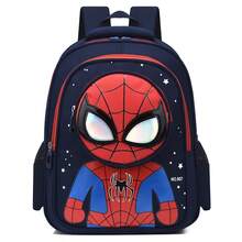 Back To School Disney Marvel Avengers Spider-Man Themed Backpack, 3D Cartoon Design With Colorful Glasses Style, Multi-Compartment Large Capacity Storage, Mesh Side Pockets, Breathable Honeycomb Back Padding, Adjustable Wide Strap For Weight Relief And Spine Protection, Water-Resistant Durable Easy-To-Clean Fabric, Available In Royal Blue And Navy Blue, Suitable For School, Commute, Daily Use And Travel - Backpack - View 9