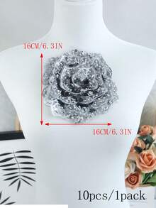 1pc Multi-Color Handmade Embroidered 6-Layer 3D Raised Crystal Rose Flower Patch With Beads, Suitable For Clothing Accessories, DIY Apparel, Wedding Dress Decoration - Multicolor - View 23