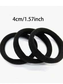 100pcs Minimalist Elastic Seamless Hair Ties, Suitable For Women's Daily Wear, Can Be Used For Ponytails, Hair Bands, Rubber Bands, Hair Ropes And Other Hair Accessories. (Random Color) - Black - View 5
