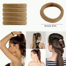 100pcs/Pack - Neutral Brown Seamless Hair Ties Set, Soft High Elasticity Non-Damaging Hair Bands, Non-Slip Ponytail Hair Ties, Suitable For Women's Daily Wear Hair Accessories - Hair Tie - View 5