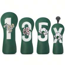 1pc Vintage Style Golf Club Head Cover With Number Marking And Exquisite Floral Embroidery, PU Material, Suitable For Driver, Fairway Wood And Hybrid, Protects Club Head From Scratches And Dust, Premium Golf Accessory - Multicolor - View 2