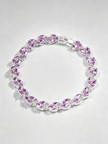 1pc/Set Horse Eye Branch Leaf Bracelet, Elegant And Charming, Suitable For High-End Evening Dresses, Birthday Parties, And Themed Dinners - Purple - View 2