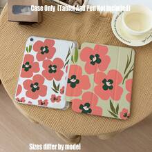 Floral Pattern Tablet Protective Case, Tri-Fold High Transparency Acrylic With Pen Slot Protective Case. Tablet Protective Case Features: Tri-Fold Stand Design, Smart Sleep/Wake, Full Coverage Protection, Skin-Friendly Frame Material, Air Cushion Anti-Drop Frame, Multi-Angle Stand, Built-In Pen Slot, Precise Cutouts, Lightweight And Portable. - Multicolor - View 2