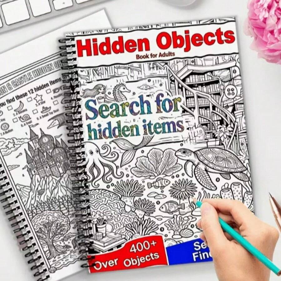 1pc Meditation Art Coloring Search & Puzzle Solving 2-In-1 Activity Book, A5 Spiral Bound, Brain Training & Stress Relief Gift For Adults And Seniors