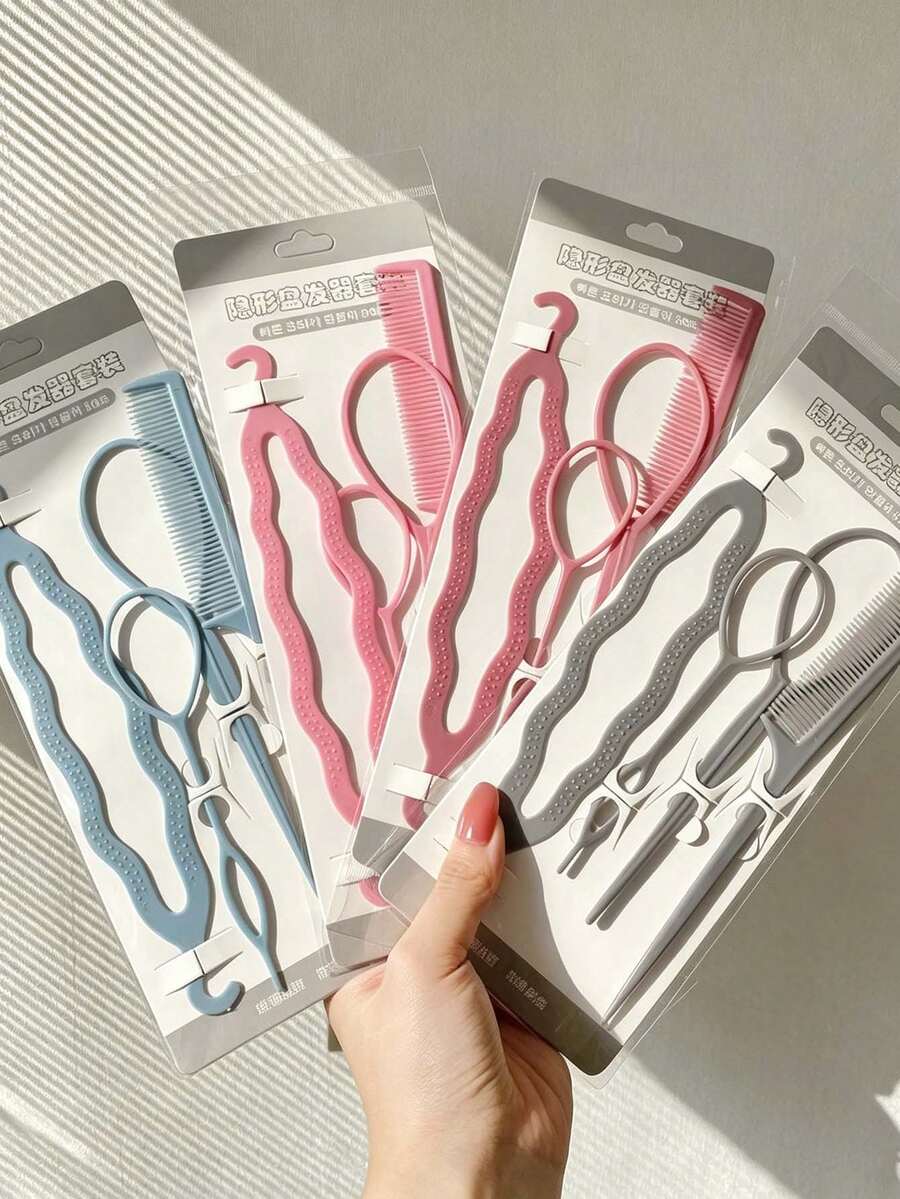 Multifunctional Hair Styling Set - Hair Pulling Needle + Pointed Tail Comb Set - Women's Braiding Tools Set - Multi-color - View 1