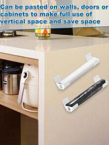 Kệ lưu trữ túi nhựa, giá sắp xếp túi rác, hộp đựng túi rác di động gắn tường không cần khoan, kệ lưu trữ màng bọc nhựa, kệ lưu trữ đa năng cho gia đình, nhà bếp, phòng tắm, bồn rửa, phù hợp cho Lễ Tạ ơn - Mẫu C - Xem 11